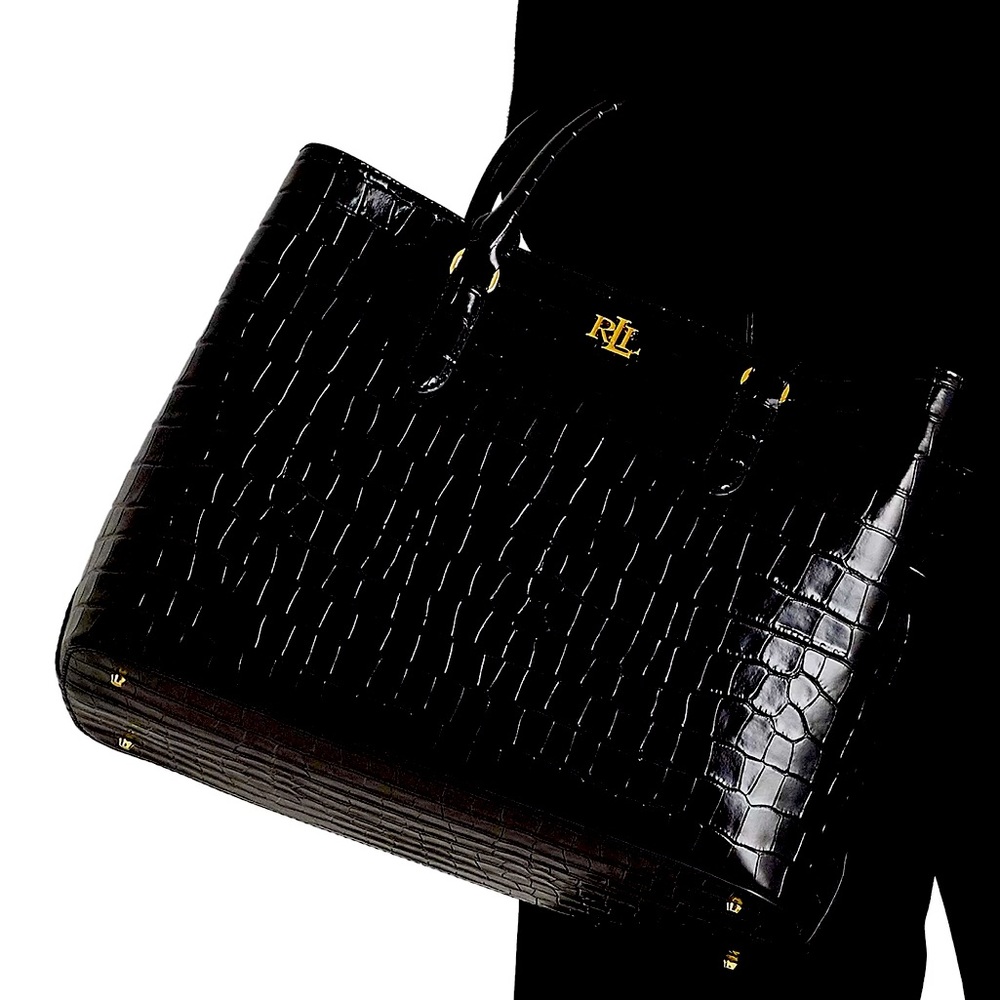 Lauren, Ralph Lauren Embossed Leather Large Marcy Satchel bag